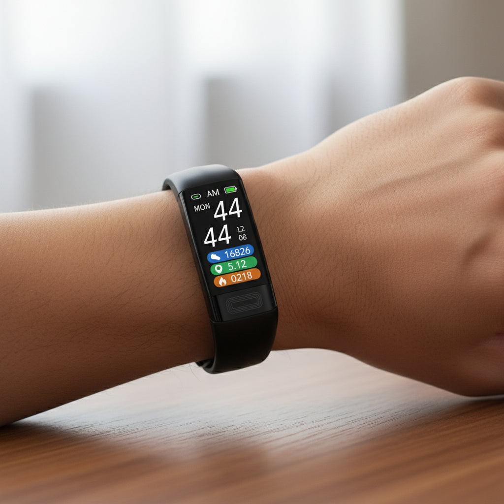 NOUVEAU RICHE Smart Fitnessarmband mit Pulsmesser – Fitness Tracker mit Anruf- & Nachrichtenbenachrichtigung, IP67, 10 Tage Standby, 3 Farben Schwarz