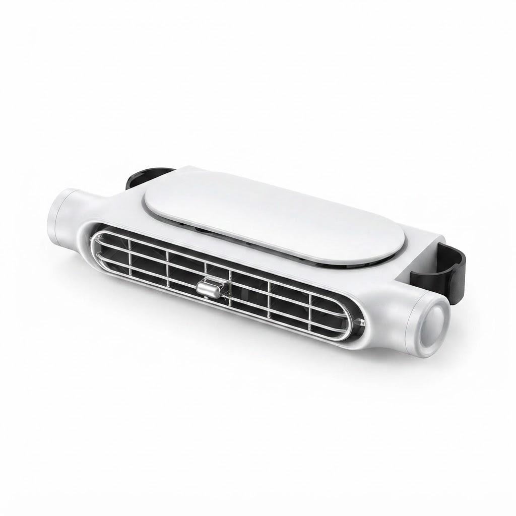 Autositz-Lüfter – 3-stufiger USB-Kopfstützenlüfter, wiederaufladbarer Doppelkopf-Lüfter für Vorder- und Rücksitze 1