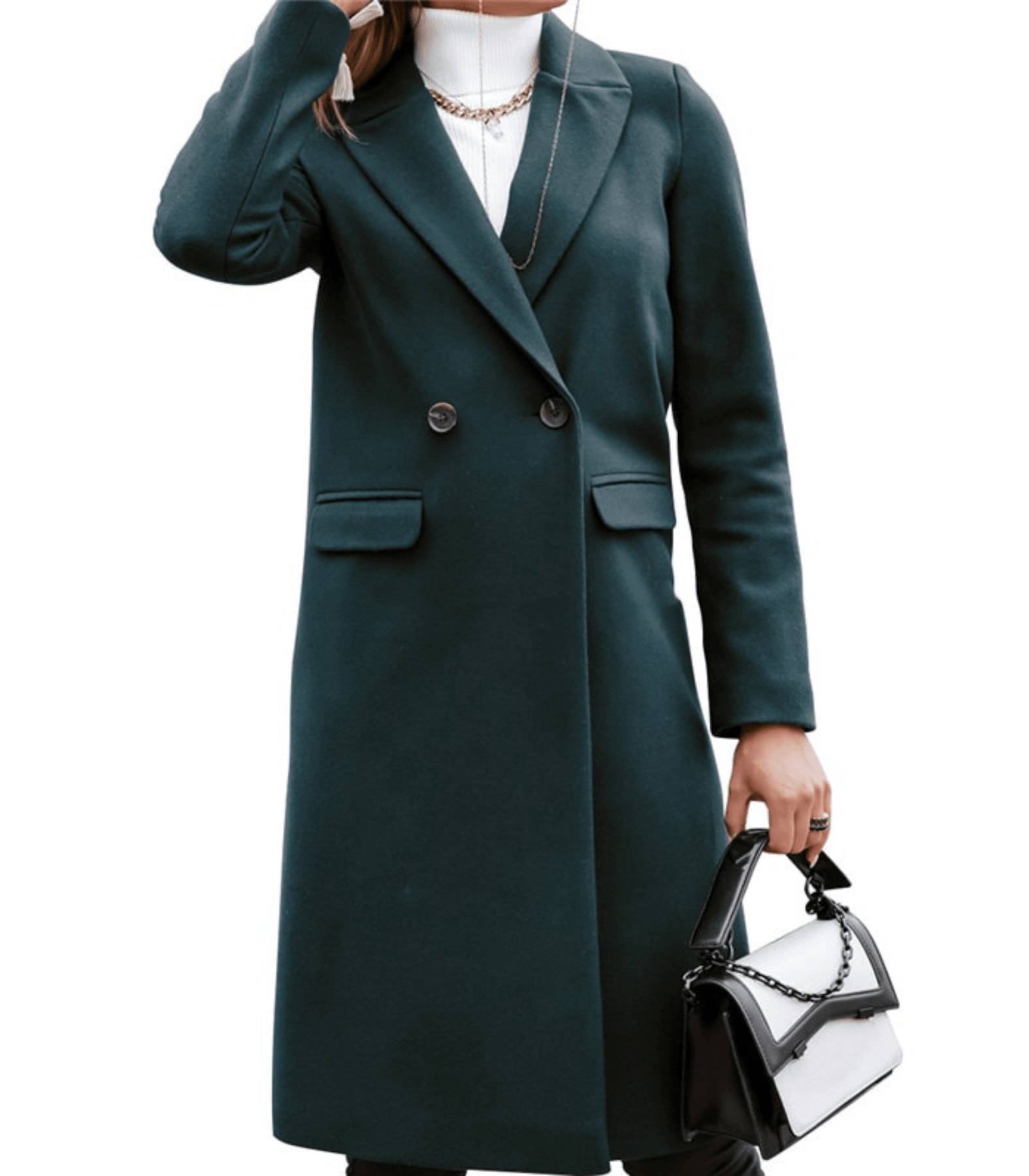 NOUVEAU RICHE Wollmantel Mit Taschen Und Knöpfen Warm Und Stilvoll - Winterjacke - Wintermäntel Damen Grün