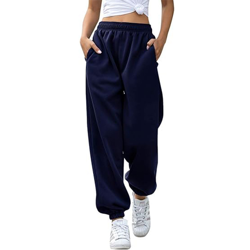 NOUVEAU RICHE Damen Baggy-Jogginghosen Hohe Taille Weiten Schnitt Bewegungsfreiheit Freizeit Dunkelblau