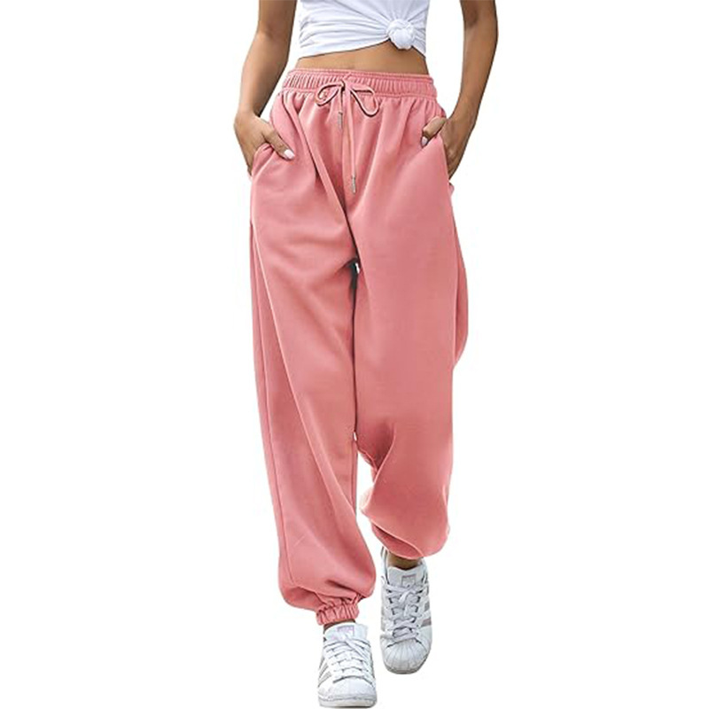 NOUVEAU RICHE Damen Baggy-Jogginghosen Hohe Taille Weiten Schnitt Bewegungsfreiheit Freizeit Rosa