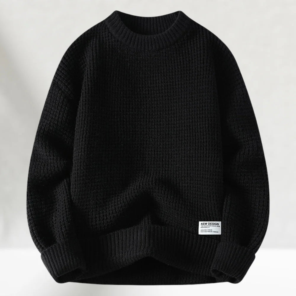 NOUVEAU RICHE Gestrickter Herren Winterpullover Warm Lässig Kombinierbar Schwarz