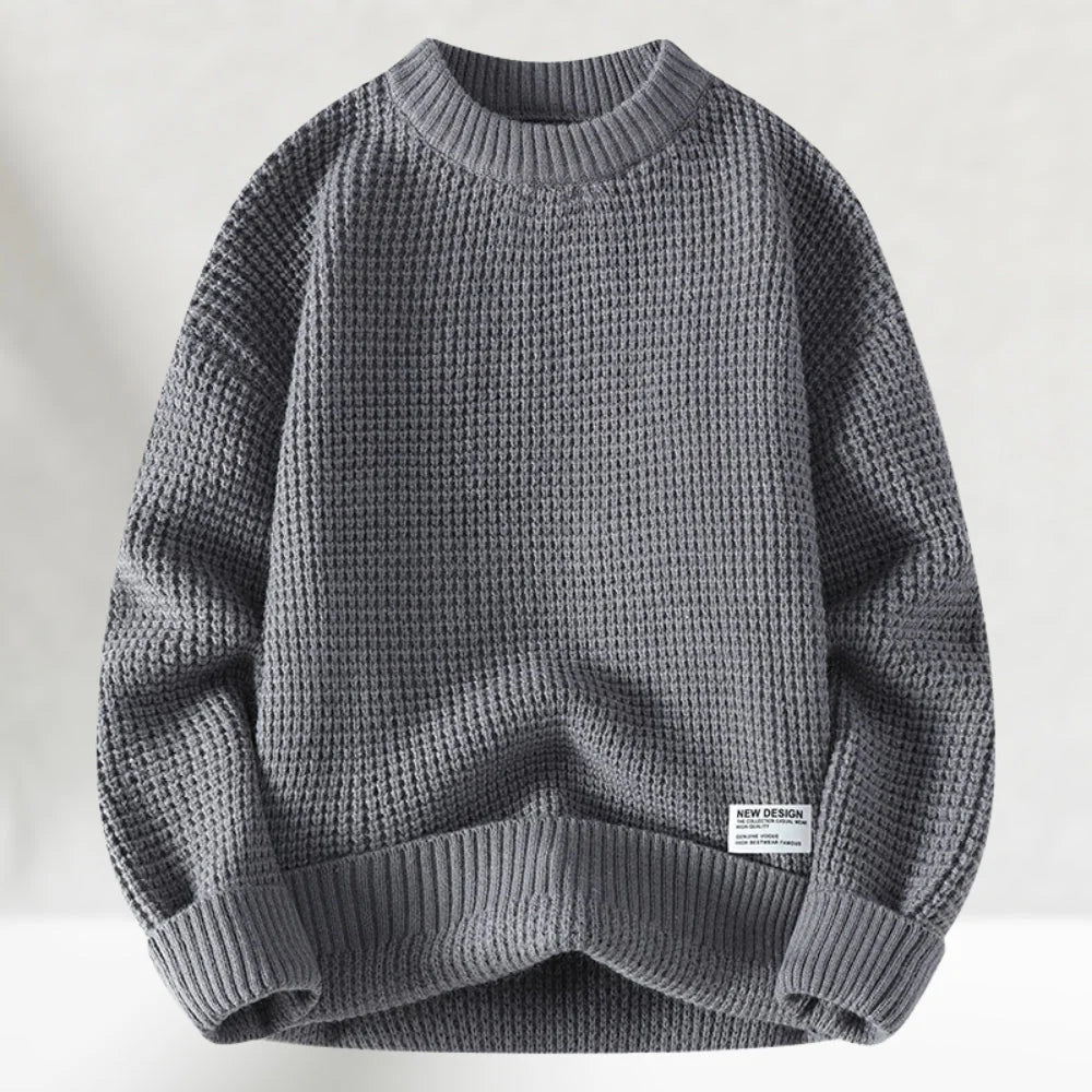 NOUVEAU RICHE Gestrickter Herren Winterpullover Warm Lässig Kombinierbar Grau