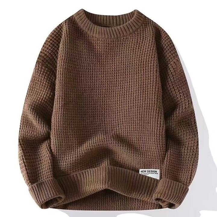 NOUVEAU RICHE Gestrickter Herren Winterpullover Warm Lässig Kombinierbar Braun