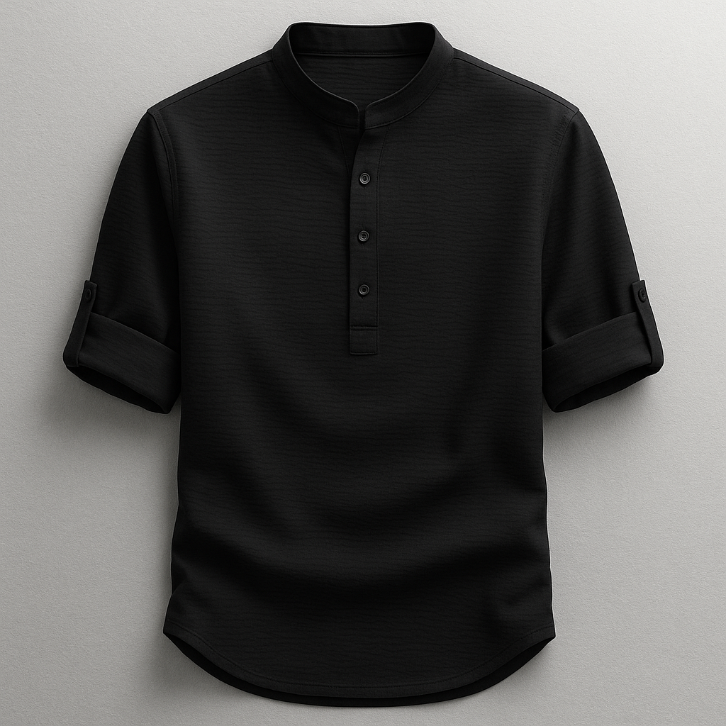 NOUVEAU RICHE Hommes | Zeitloses und stilvolles Premium Baumwollhemd Schwarz