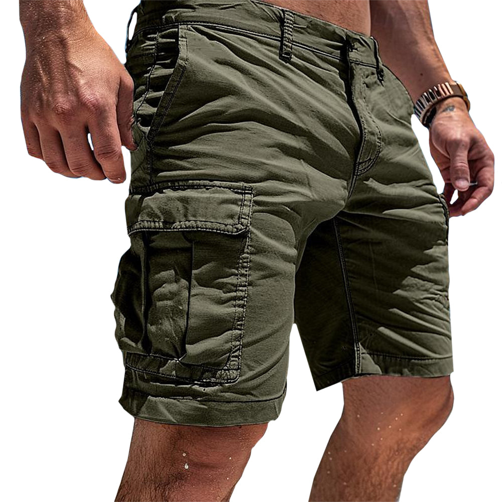 NOUVEAU RICHE Baumwoll-Cargoshorts Herren Leicht Atmungsaktiv Mit Taschen Grün