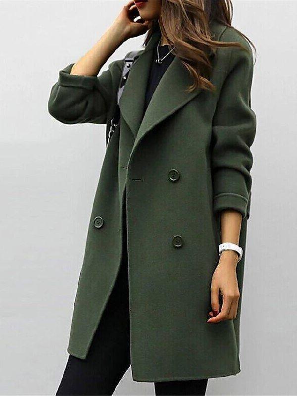 NOUVEAU RICHE Damen Zweireihiger Trenchcoat Mit Struktur Und Stilvoll Olivgrün