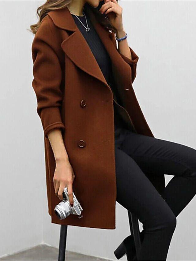 NOUVEAU RICHE Damen Zweireihiger Trenchcoat Mit Struktur Und Stilvoll Braun