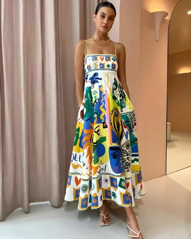 NOUVEAU RICHE Buntes Sommerkleid Aus Leinen Für Damen Luftig Bequem Ideal Für Sonnige Tage Mehrfarbig