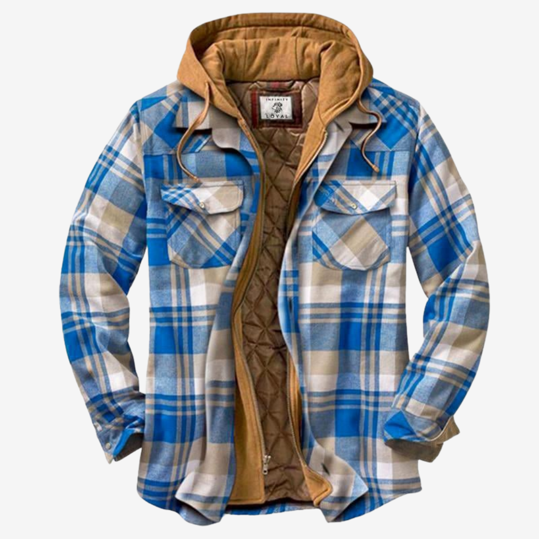 NOUVEAU RICHE Flanelljacke Für Herren Gemütlicher Stil Für Den Herbst Hellblau