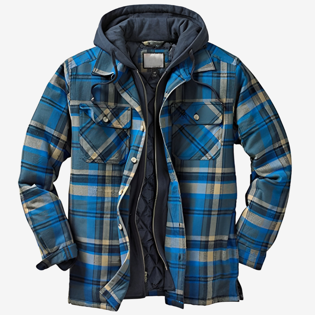 NOUVEAU RICHE Flanelljacke Für Herren Gemütlicher Stil Für Den Herbst Blau