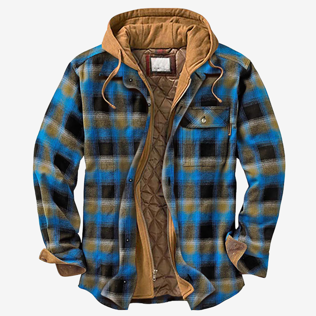NOUVEAU RICHE Flanelljacke Für Herren Gemütlicher Stil Für Den Herbst Blau Braun