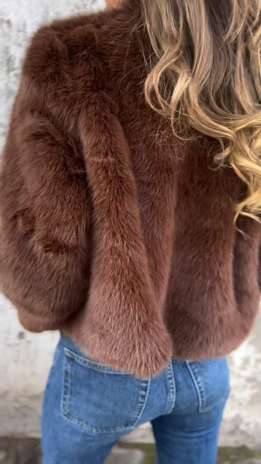 NOUVEAU RICHE Damen Kunstpelzjacke Mit Stehkragen Und Reißverschluss Eleganter Und Gemütlicher Mantel Für Kühle Tage