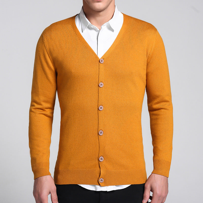 NOUVEAU RICHE Herren Strickjacke Mit Knopf Für Stil Und Komfort Gelb