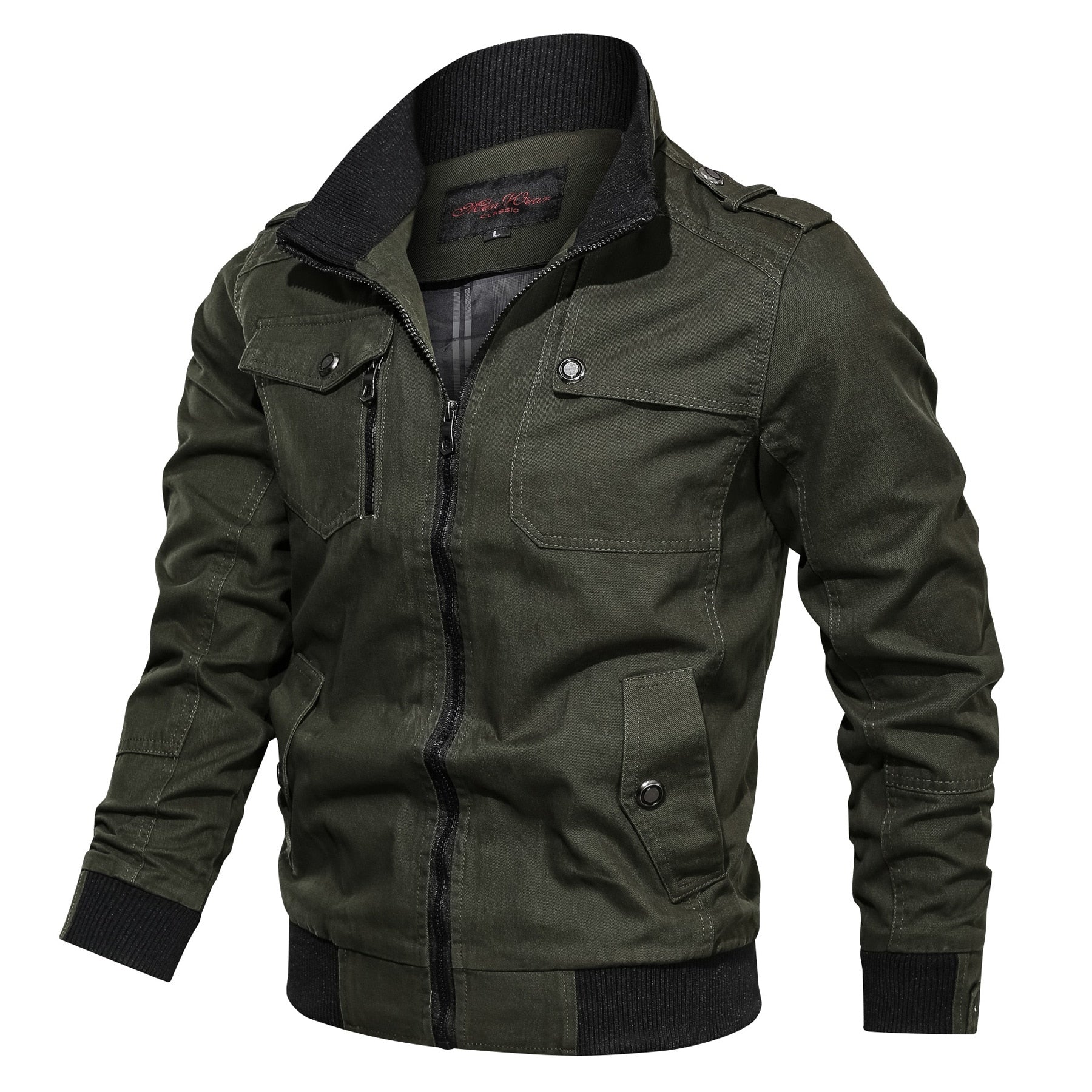 NOUVEAU RICHE Winddichte Herren Bomberjacke Für Stil Und Komfort Mit Wärmeschutz Grün