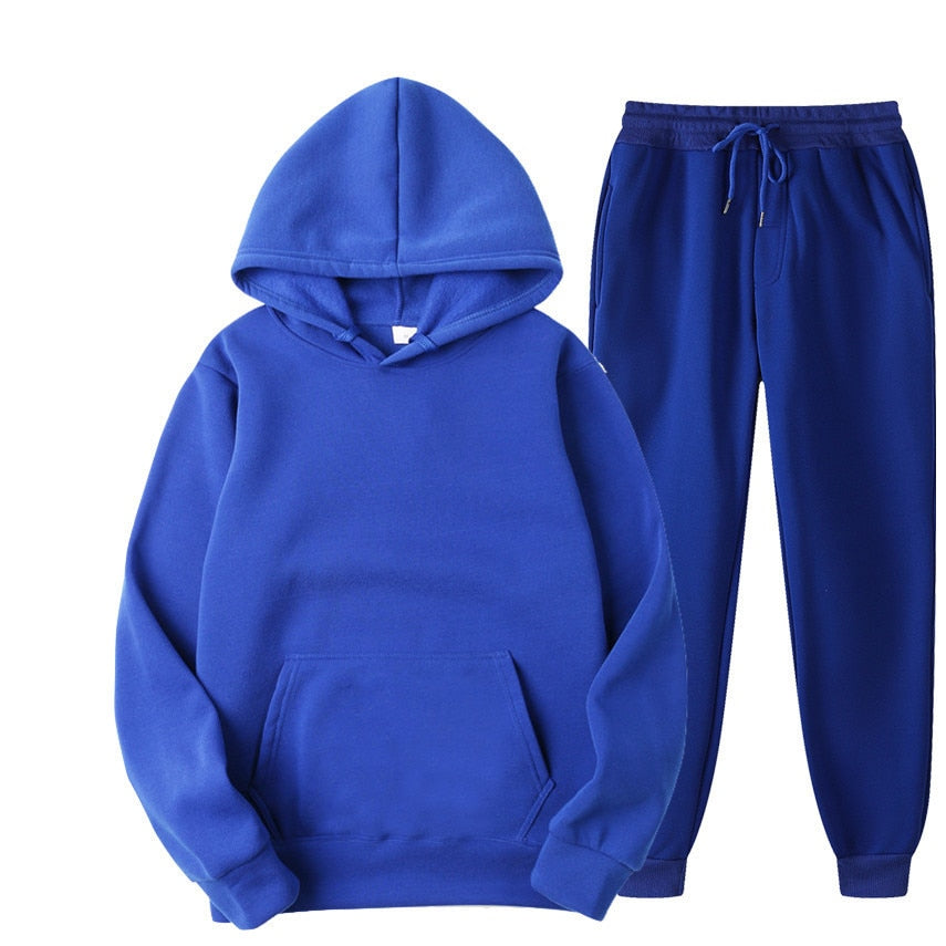 NOUVEAU RICHE Jogger Sportset Komfortabler Hoodie Und Jogginghose Herren Blau