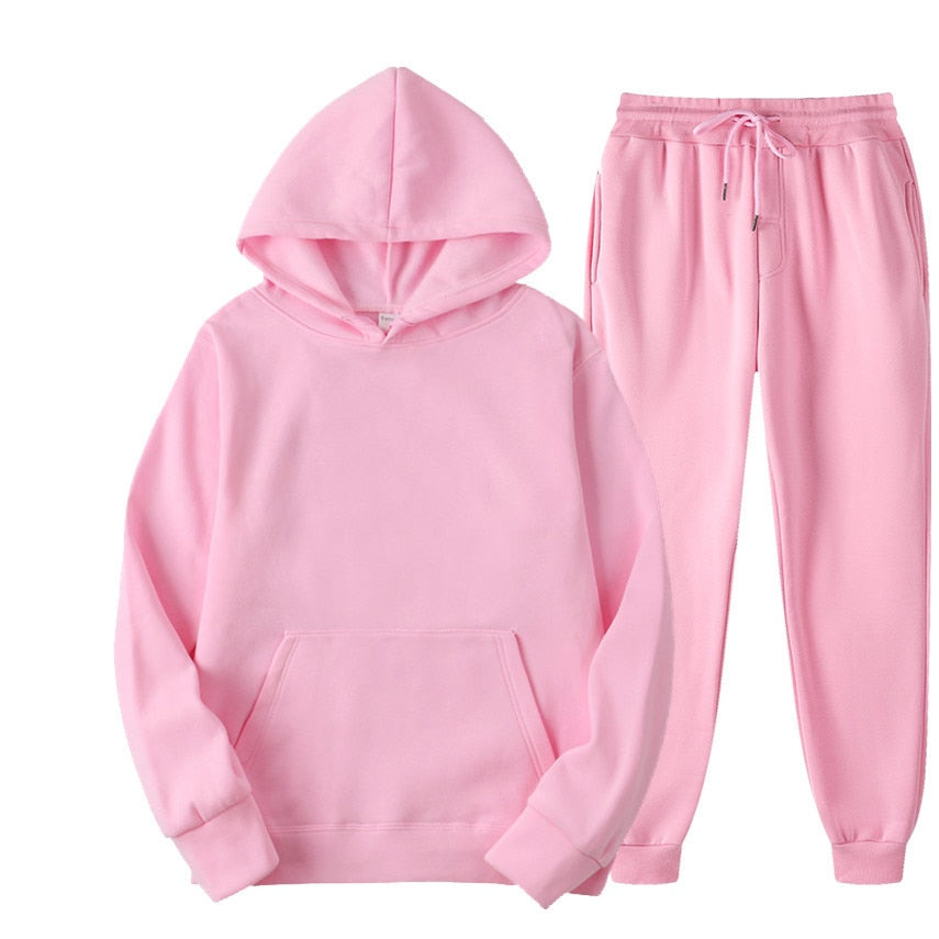 NOUVEAU RICHE Jogger Sportset Komfortabler Hoodie Und Jogginghose Herren Rosa