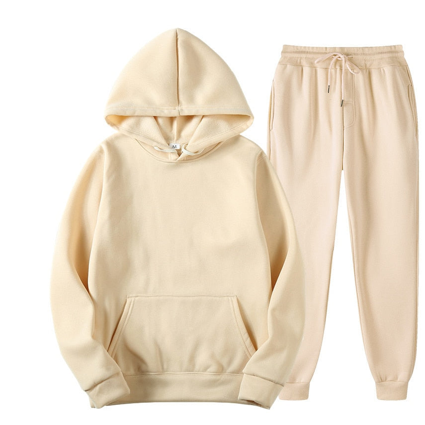 NOUVEAU RICHE Jogger Sportset Komfortabler Hoodie Und Jogginghose Herren Khaki