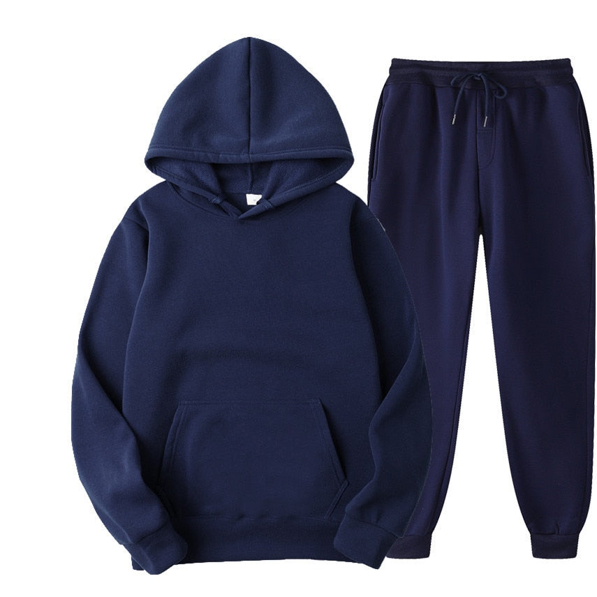 NOUVEAU RICHE Jogger Sportset Komfortabler Hoodie Und Jogginghose Herren Dunkelblau