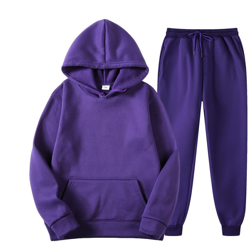 NOUVEAU RICHE Jogger Sportset Komfortabler Hoodie Und Jogginghose Herren Lila