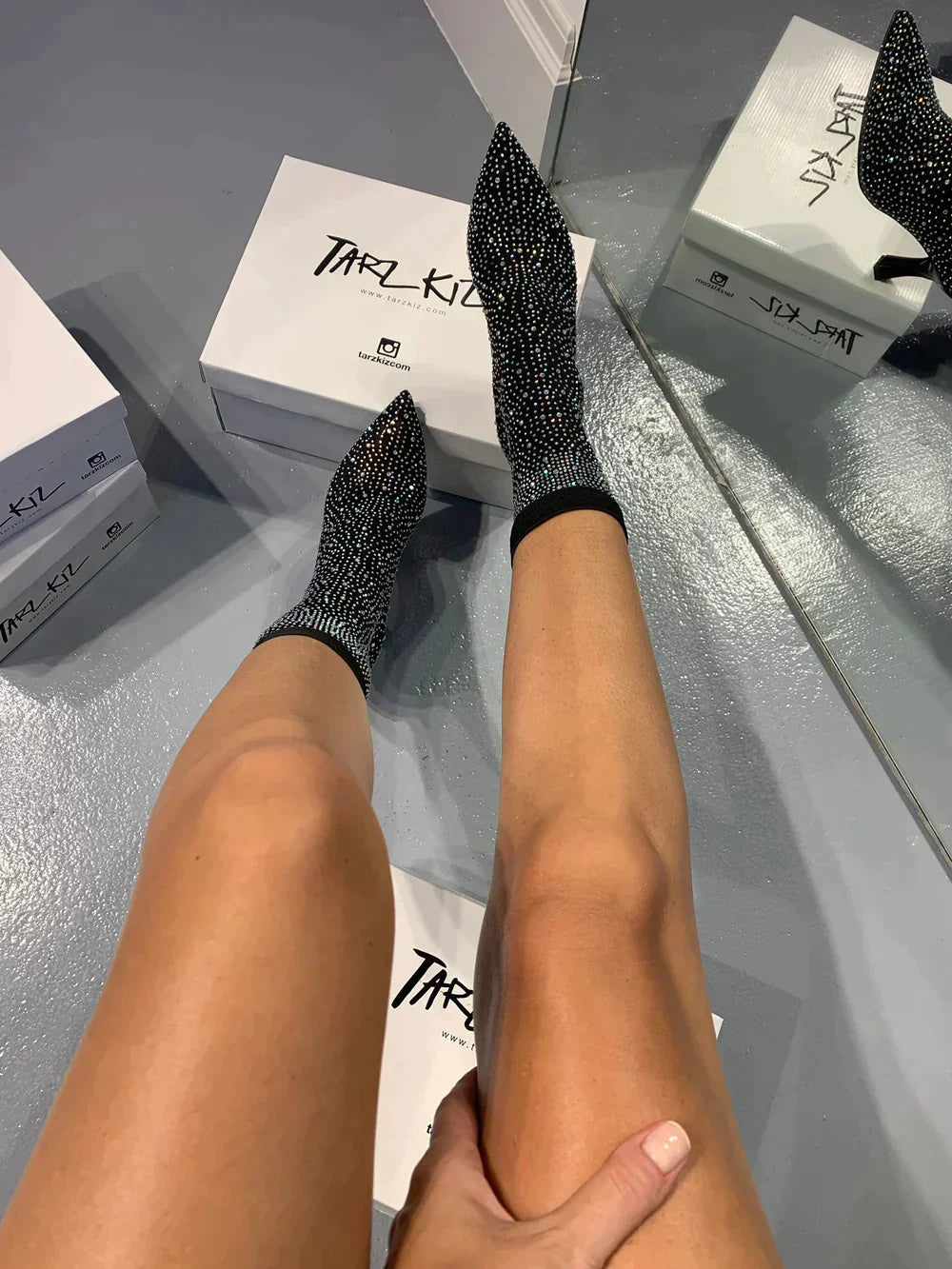 NOUVEAU RICHE Glitzernde Stiefeletten Für Damen Mit Ankle-Heel Design Elegante Glitzer-Finish Perfekt Für Abendliche Anlässe Und Feiern