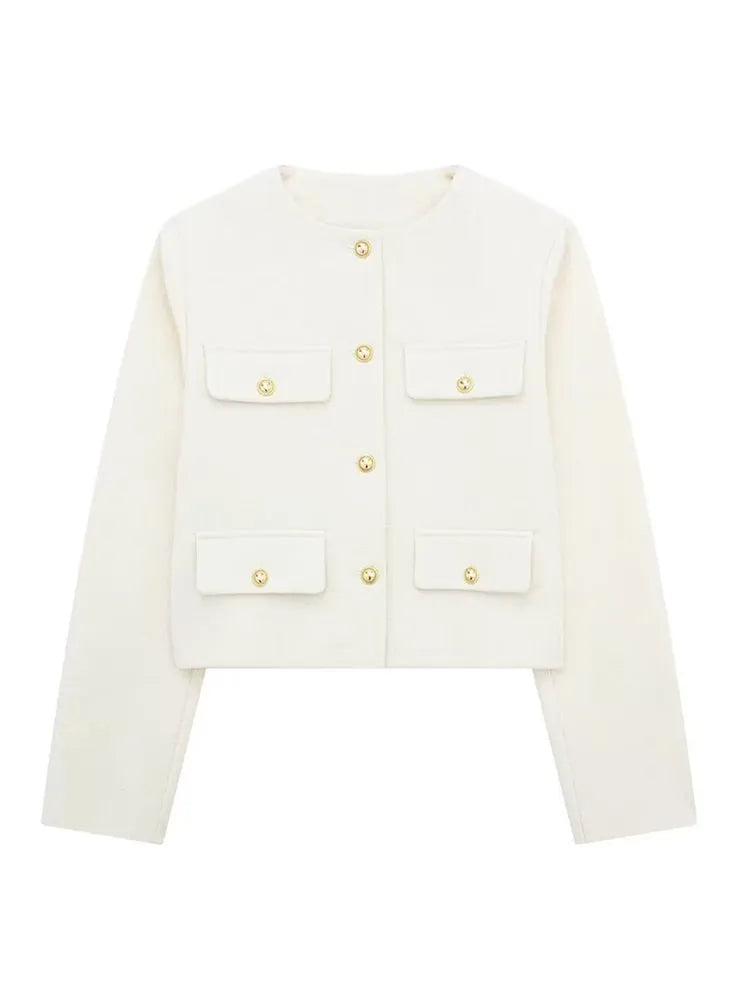 NOUVEAU RICHE Schicke Knopfjacke Für Damen Mit Elegante Details Und Vielseitigem Stil Für Büro Und Freizeit Beige