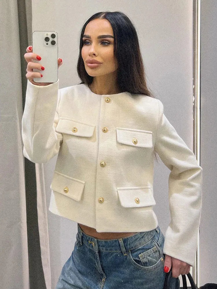 NOUVEAU RICHE Schicke Knopfjacke Für Damen Mit Elegante Details Und Vielseitigem Stil Für Büro Und Freizeit