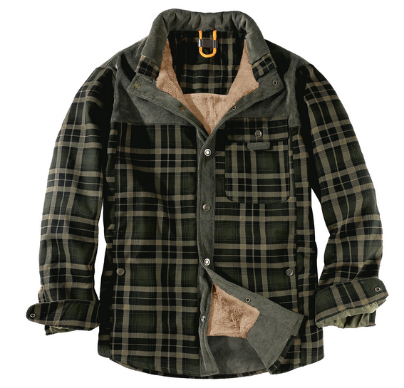NOUVEAU RICHE Herren Holzfällerjacke Aus Robustem Material Für Outdoor Aktivitäten Camping Trekking Und Holzhacken Grün
