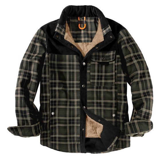 NOUVEAU RICHE Herren Holzfällerjacke Aus Robustem Material Für Outdoor Aktivitäten Camping Trekking Und Holzhacken Dunkelgrün