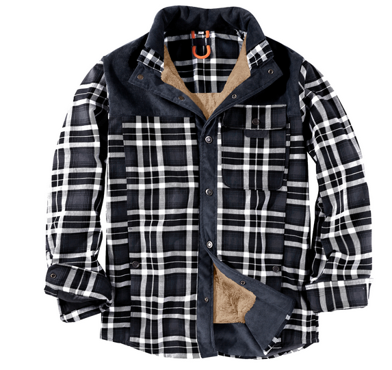NOUVEAU RICHE Herren Holzfällerjacke Aus Robustem Material Für Outdoor Aktivitäten Camping Trekking Und Holzhacken Blau