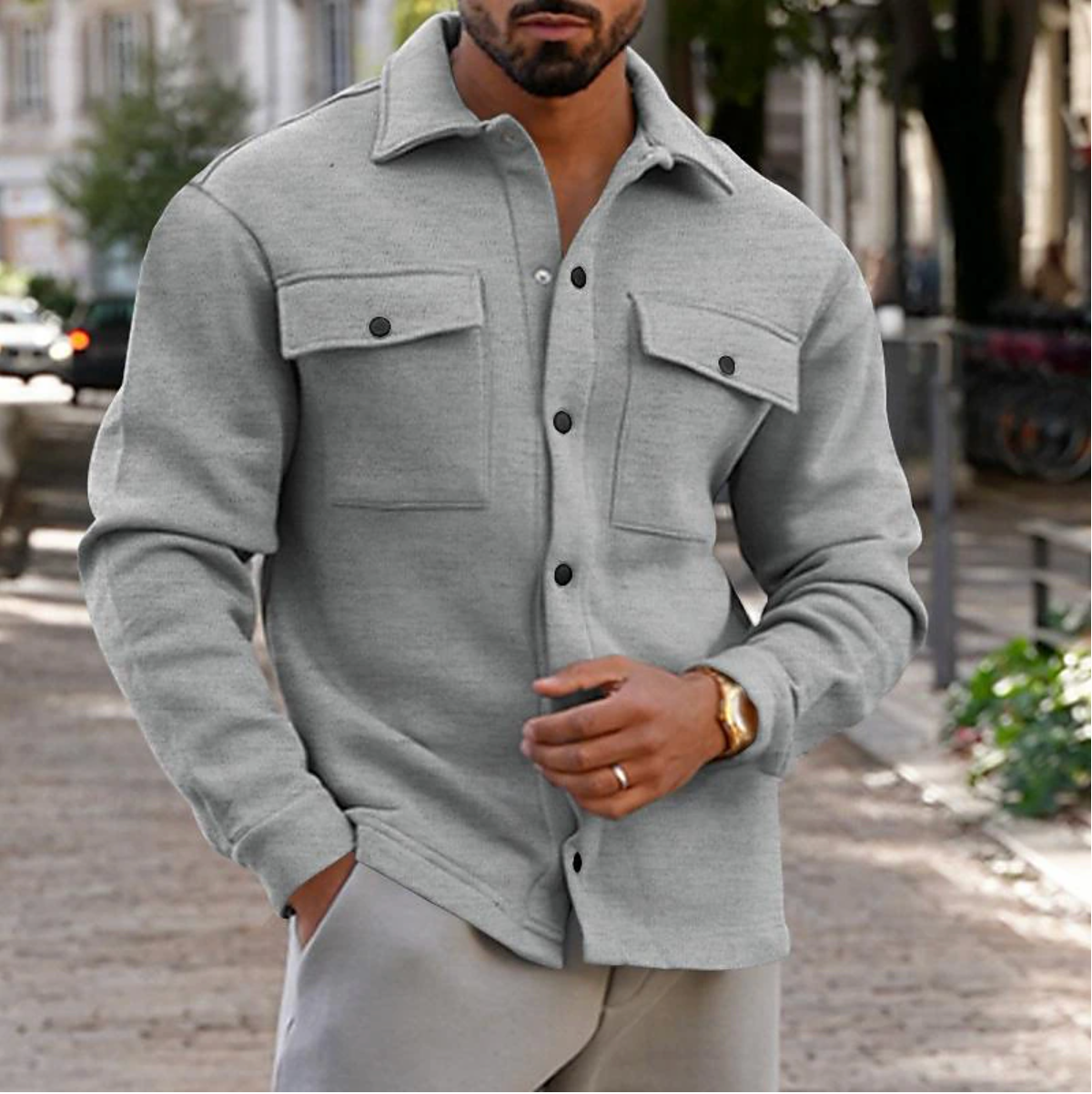 NOUVEAU RICHE Lässige Herrenjacke Flexibel Und Bequem Für Freizeitliebhaber Hellgrau