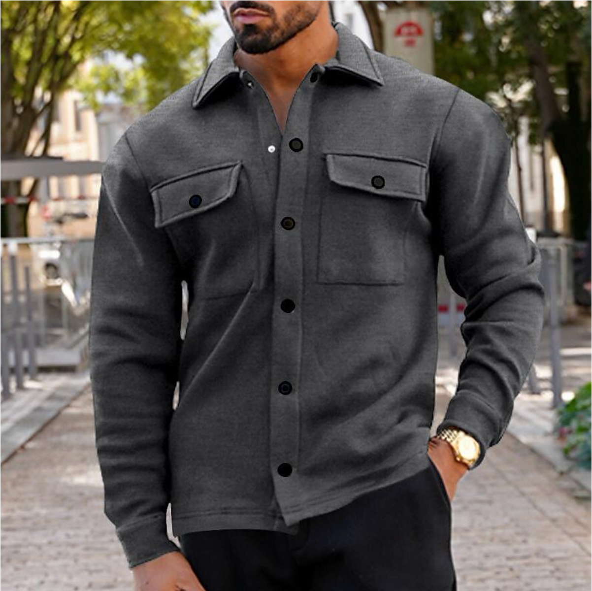 NOUVEAU RICHE Lässige Herrenjacke Flexibel Und Bequem Für Freizeitliebhaber Dunkelgrau