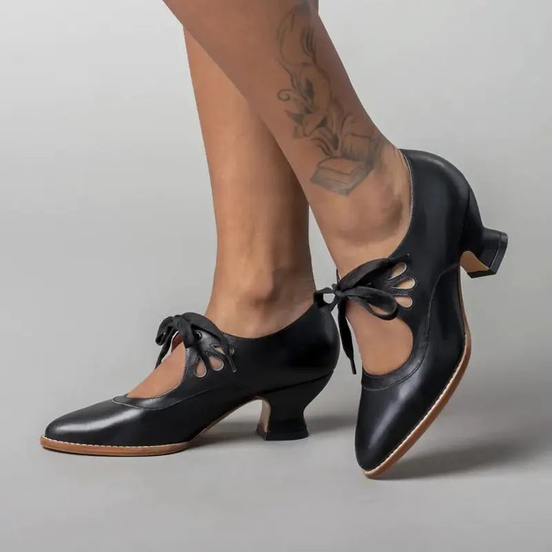 NOUVEAU RICHE Sandalen Mit Absatz Aus Leder Für Damen Bequem Und Stilvoll Ideal Für Den Alltag Und Besondere Anlässe Schwarz
