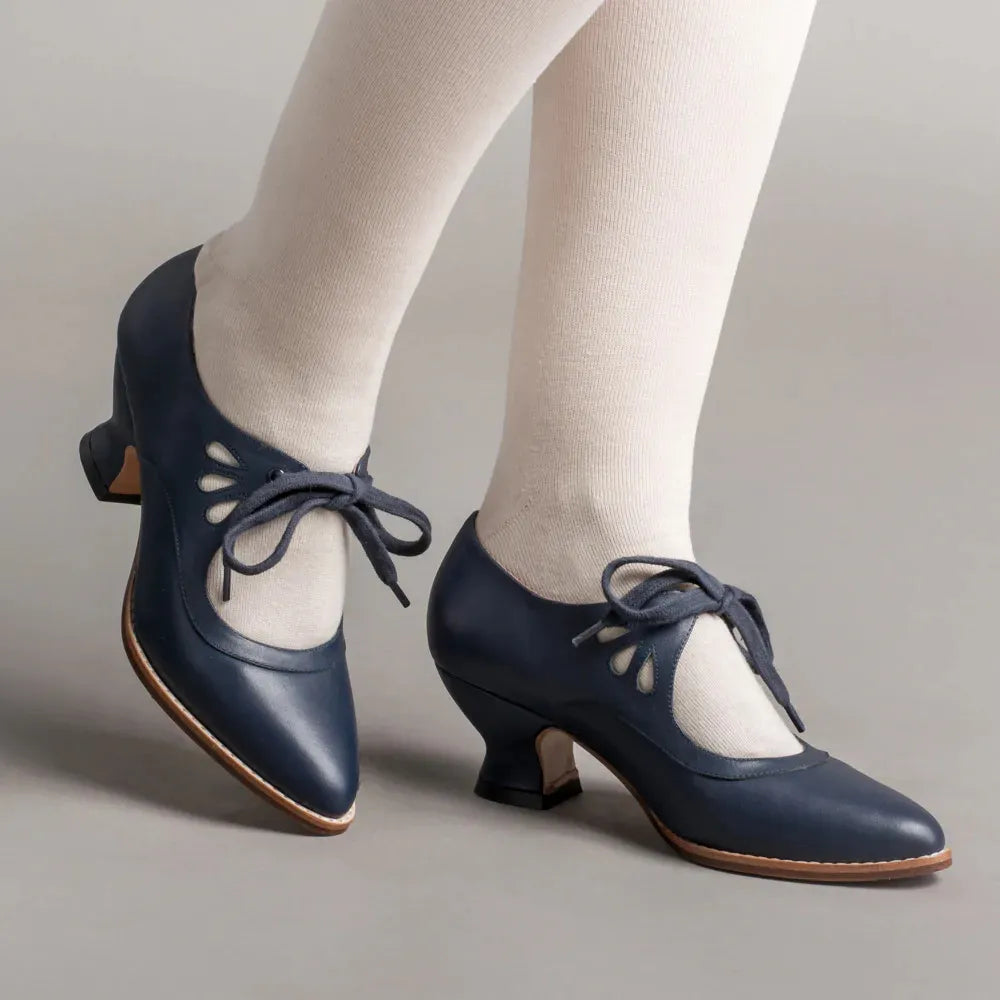NOUVEAU RICHE Sandalen Mit Absatz Aus Leder Für Damen Bequem Und Stilvoll Ideal Für Den Alltag Und Besondere Anlässe Marineblau