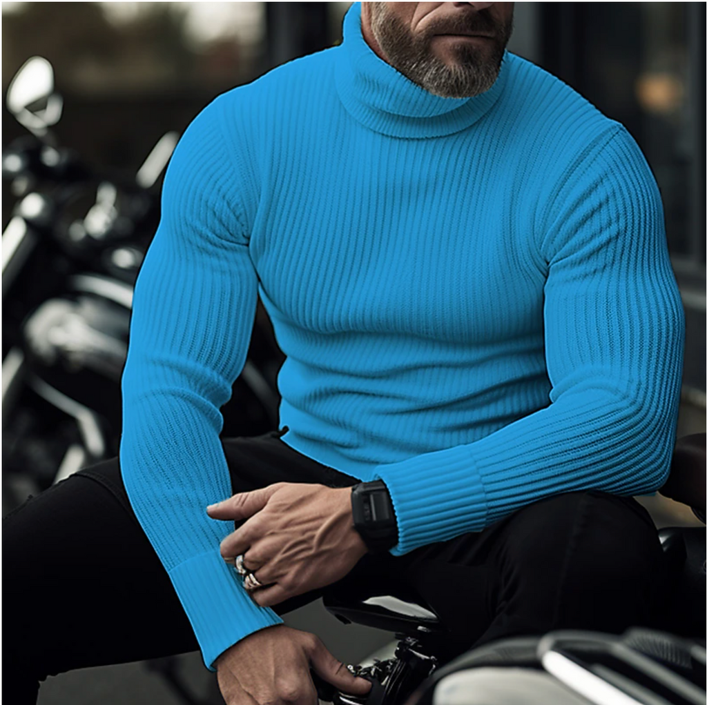 NOUVEAU RICHE Rollkragenpullover für Herren aus Weichem Hochwertigem Stoff für Elegante und Lässige Styles Ideal für die Kalte Jahreszeit Hellblau