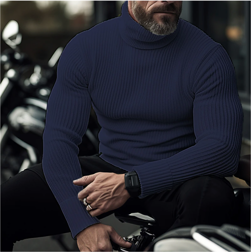 NOUVEAU RICHE Rollkragenpullover für Herren aus Weichem Hochwertigem Stoff für Elegante und Lässige Styles Ideal für die Kalte Jahreszeit Dunkelblau