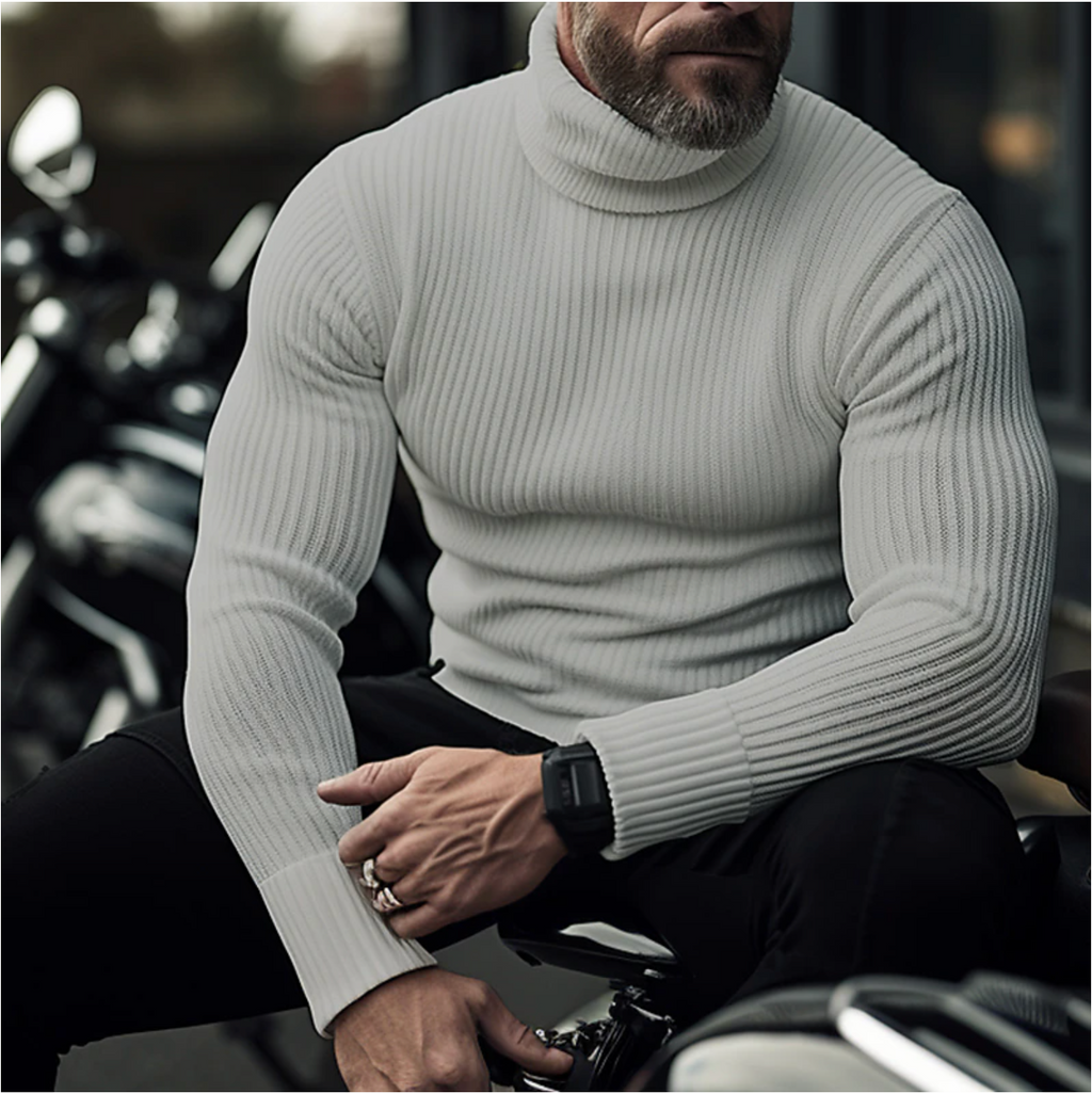 NOUVEAU RICHE Rollkragenpullover für Herren aus Weichem Hochwertigem Stoff für Elegante und Lässige Styles Ideal für die Kalte Jahreszeit Hellgrau