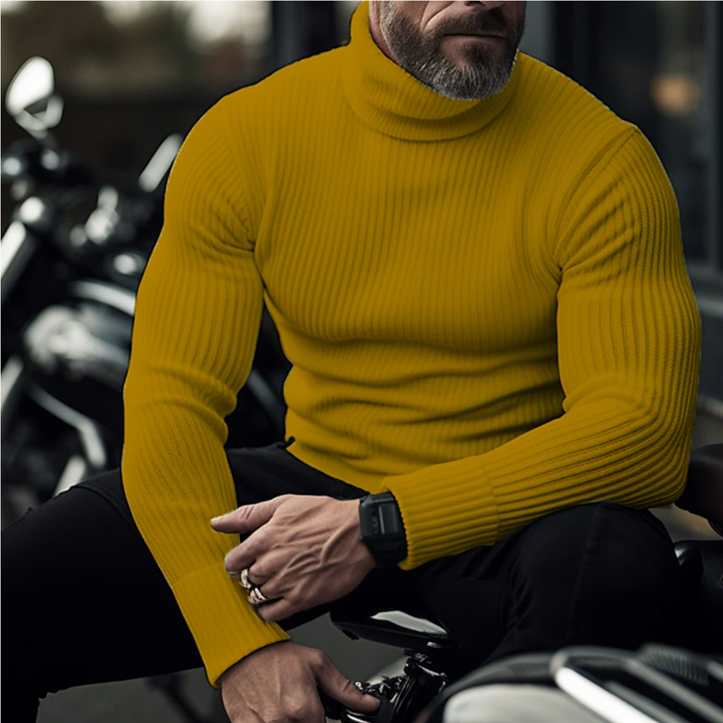 NOUVEAU RICHE Rollkragenpullover für Herren aus Weichem Hochwertigem Stoff für Elegante und Lässige Styles Ideal für die Kalte Jahreszeit Gelb