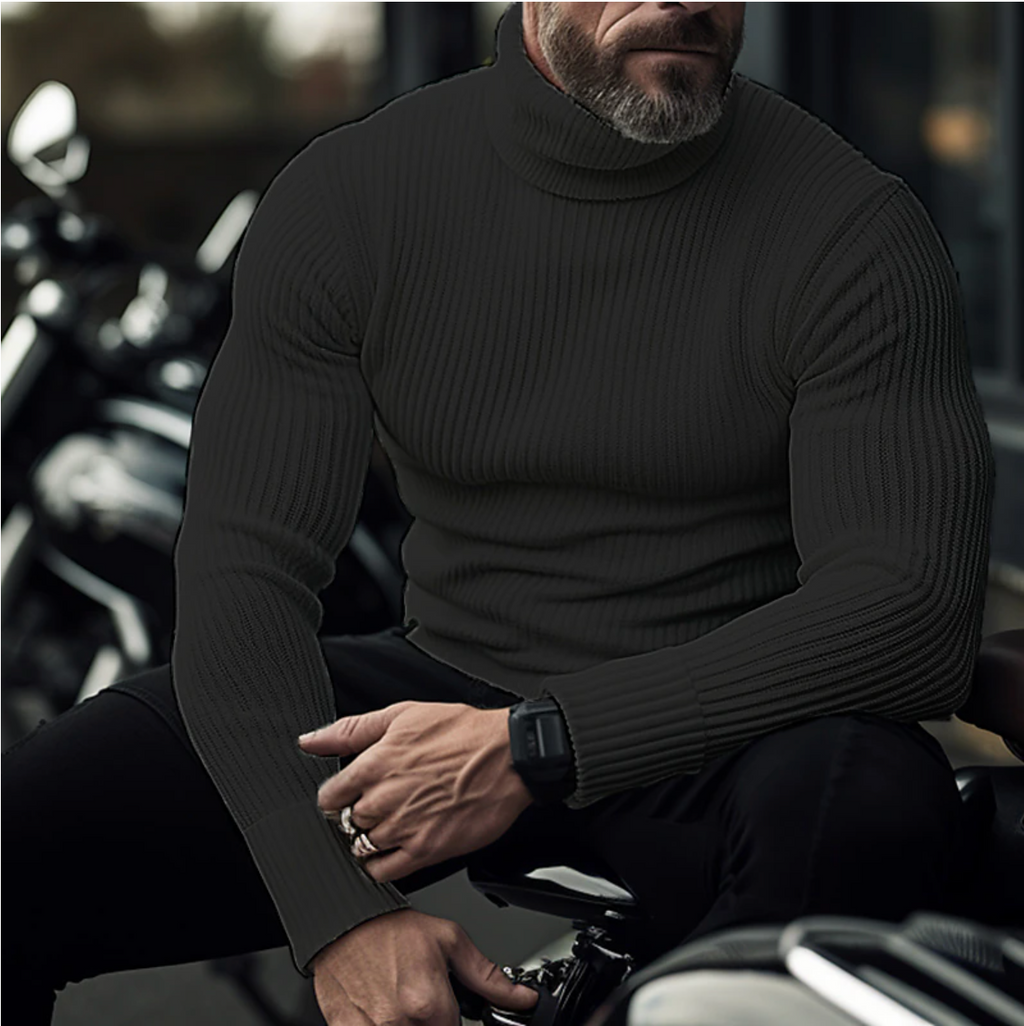 NOUVEAU RICHE Rollkragenpullover für Herren aus Weichem Hochwertigem Stoff für Elegante und Lässige Styles Ideal für die Kalte Jahreszeit Schwarz