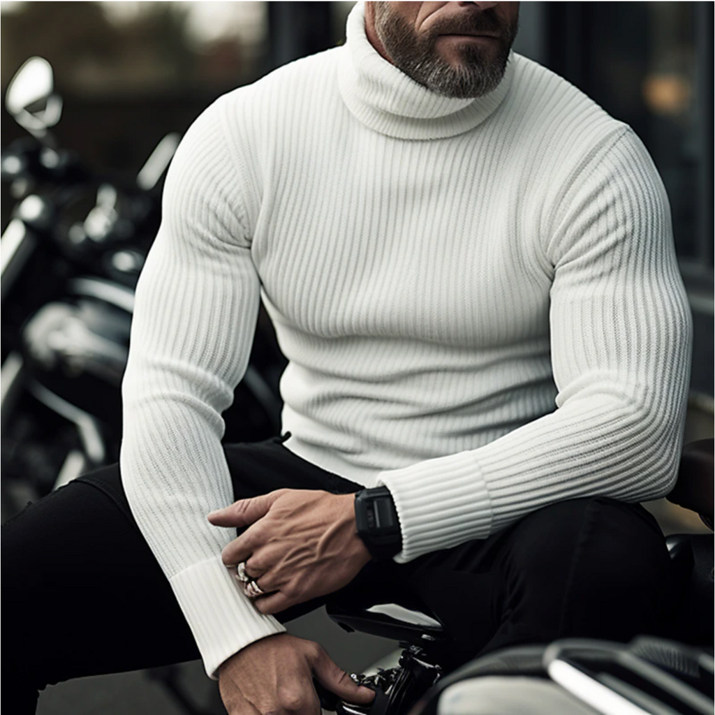 NOUVEAU RICHE Rollkragenpullover für Herren aus Weichem Hochwertigem Stoff für Elegante und Lässige Styles Ideal für die Kalte Jahreszeit Weiß
