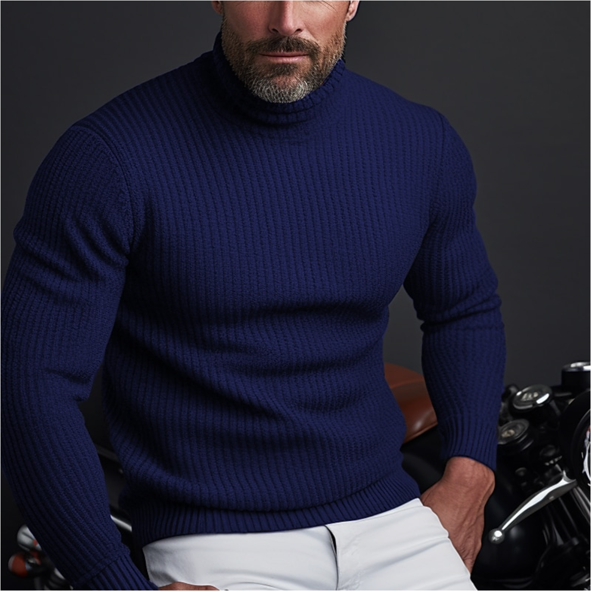 NOUVEAU RICHE Stylischer Rollkragenpullover für Herren Blau