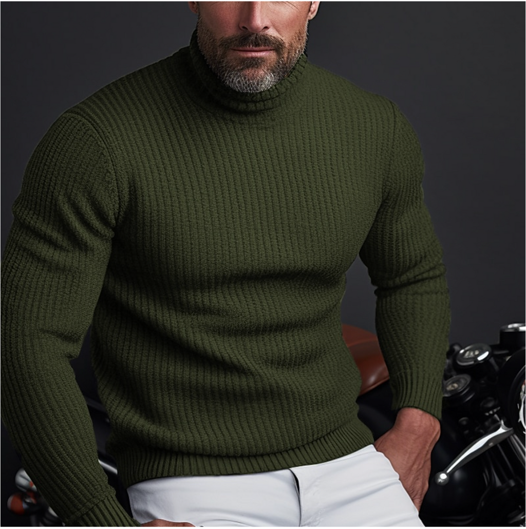 NOUVEAU RICHE Stylischer Rollkragenpullover für Herren Grün