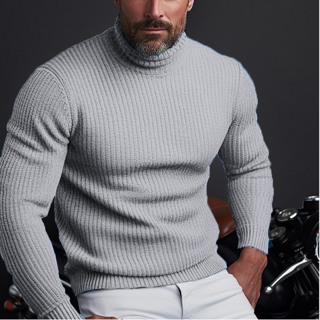 NOUVEAU RICHE Stylischer Rollkragenpullover für Herren Grau