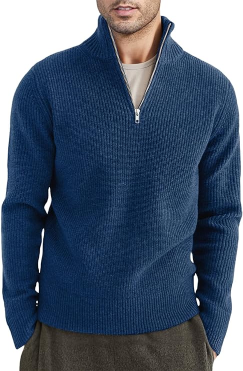 NOUVEAU RICHE Stylischer Zipper Pullover Für Herren Aus Bequemem Atmungsaktivem Material Mit Halbreißverschluss Ideal Für Freizeit Und Sport Blau