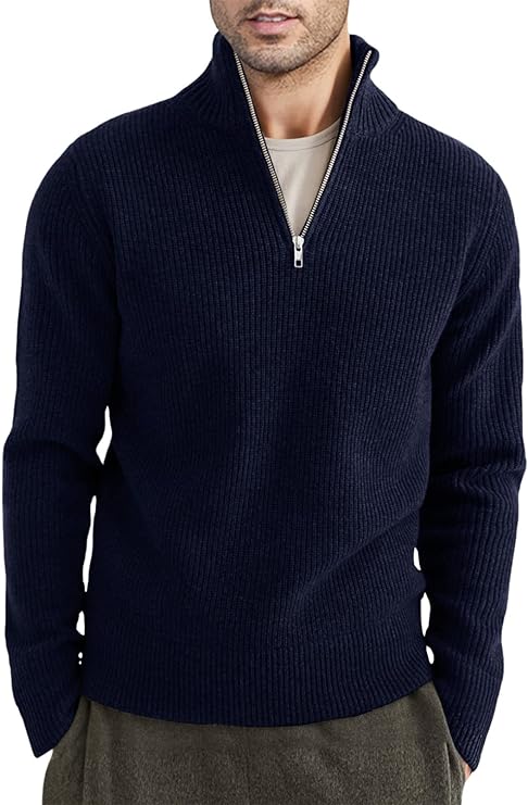 NOUVEAU RICHE Stylischer Zipper Pullover Für Herren Aus Bequemem Atmungsaktivem Material Mit Halbreißverschluss Ideal Für Freizeit Und Sport Dunkelblau