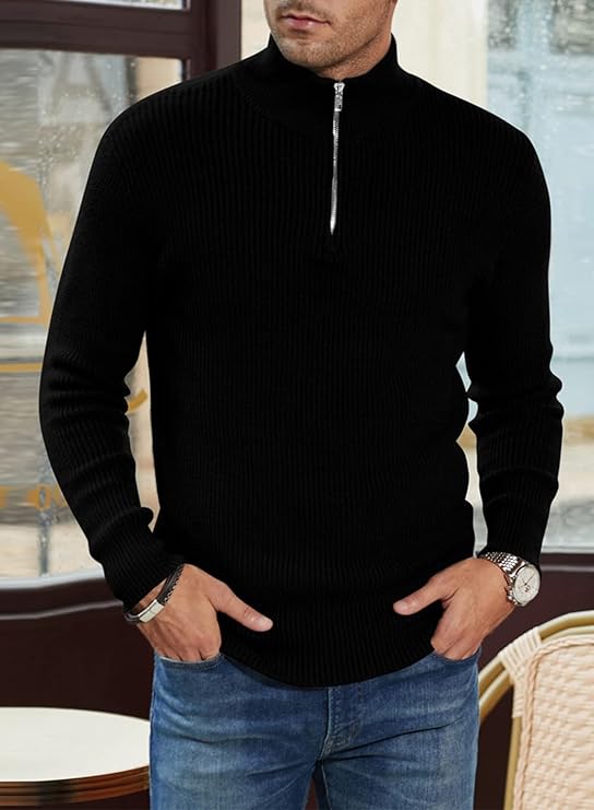 NOUVEAU RICHE Stylischer Zipper Pullover Für Herren Aus Bequemem Atmungsaktivem Material Mit Halbreißverschluss Ideal Für Freizeit Und Sport
