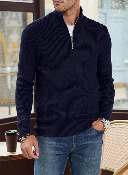 NOUVEAU RICHE Stylischer Zipper Pullover Für Herren Aus Bequemem Atmungsaktivem Material Mit Halbreißverschluss Ideal Für Freizeit Und Sport
