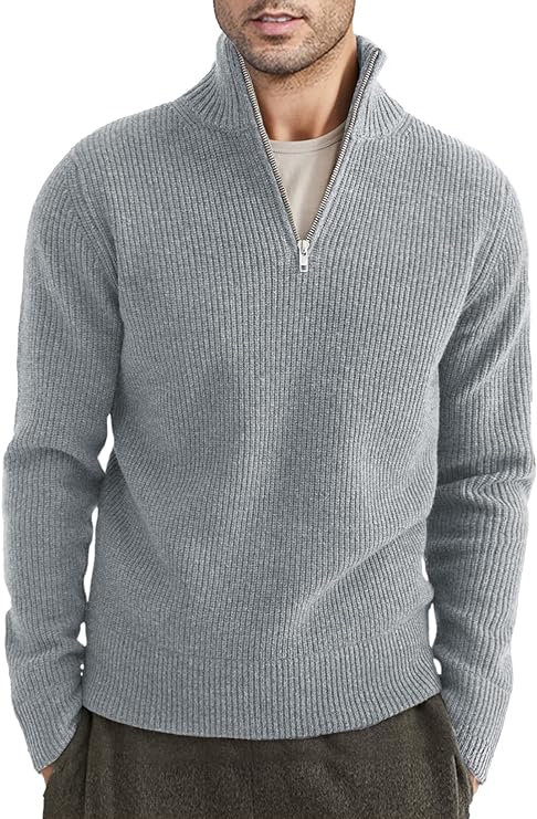 NOUVEAU RICHE Stylischer Zipper Pullover Für Herren Aus Bequemem Atmungsaktivem Material Mit Halbreißverschluss Ideal Für Freizeit Und Sport Grau