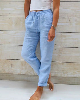 NOUVEAU RICHE Bequeme Damenhose Mit Elastischem Bund Leicht Atmungsaktiv Blau