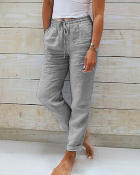 NOUVEAU RICHE Bequeme Damenhose Mit Elastischem Bund Leicht Atmungsaktiv Grau